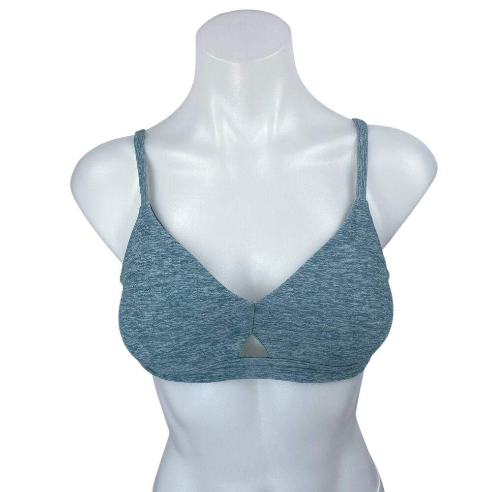 Alo Yoga Women's Blue Heathered Cutout Athletic Sports Bra Crop Top Size XS